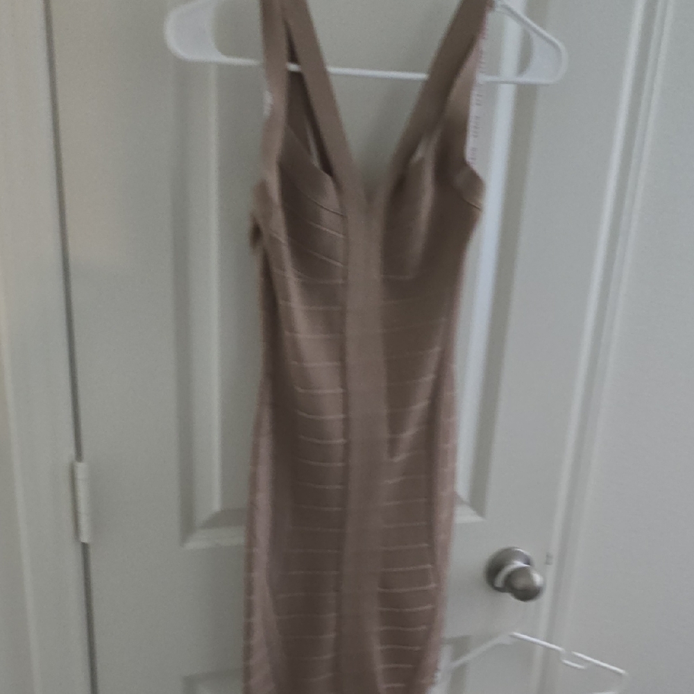 Guess Strapless Tan Bodycon Dress